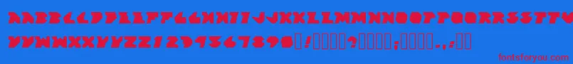 BlockFactory Regular Font – Red Fonts on Blue Background