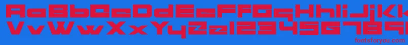 BlockHead-fontti – punaiset fontit sinisellä taustalla