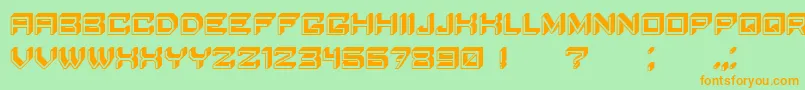 BlockyLettersフォントについての詳細 フォントBlockyLetters – オレンジの文字が緑の背景にあります。