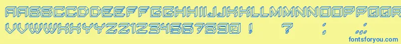 BlockyLettersHollow Font – Blue Fonts on Yellow Background