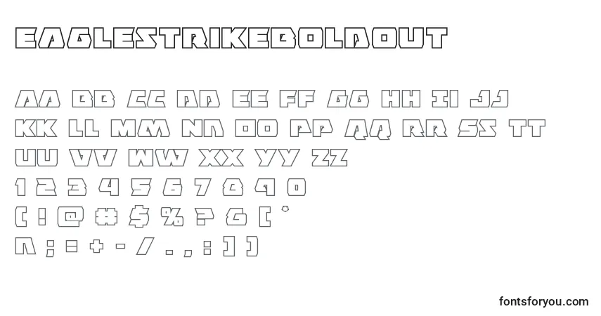 Czcionka Eaglestrikeboldout – alfabet, cyfry, specjalne znaki