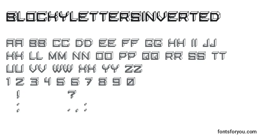 A fonte BlockyLettersInverted – alfabeto, números, caracteres especiais