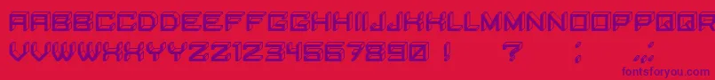 BlockyLettersInverted-fontti – violetit fontit punaisella taustalla