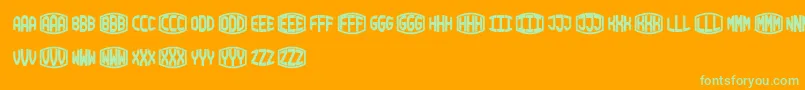 BlockyMonogram-fontti – vihreät fontit oranssilla taustalla