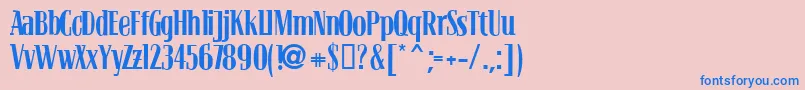 フォントBLOCRG   – ピンクの背景に青い文字