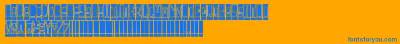 BLOCTS  -Schriftart – Blaue Schriften auf orangefarbenem Hintergrund