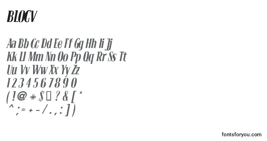 A fonte BLOCV    (121635) – alfabeto, números, caracteres especiais