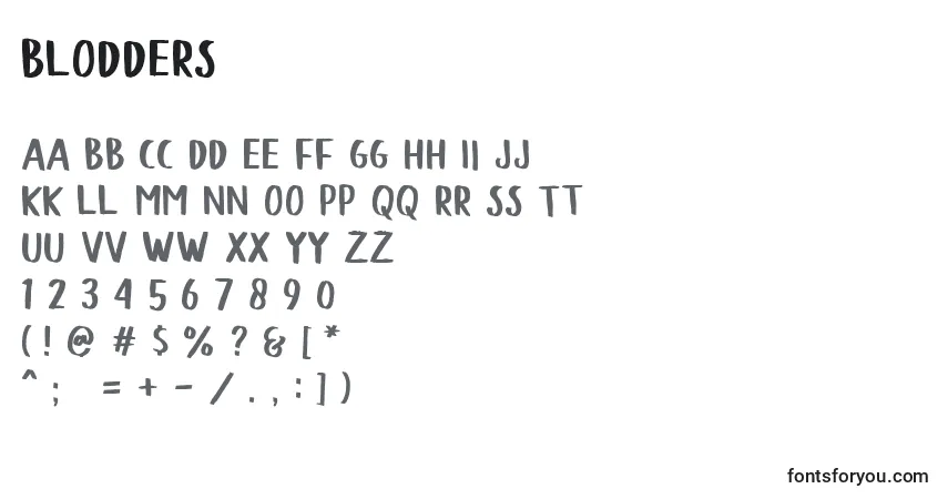 Blodders (121637)-fontti – aakkoset, numerot, erikoismerkit