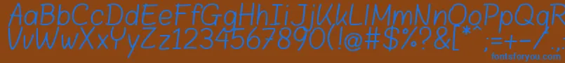 Blokletters Balpen Font – Blue Fonts on Brown Background