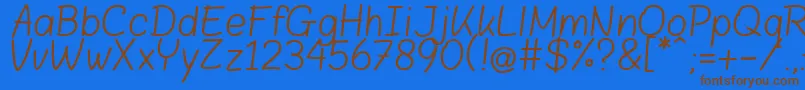 Weitere Informationen zur Blokletters Balpen-Schriftart Blokletters Balpen-Schriftart – Braune Schriften auf blauem Hintergrund