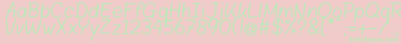 Blokletters Balpen Font – Green Fonts on Pink Background