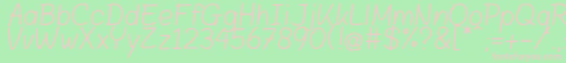 Blokletters Balpen Font – Pink Fonts on Green Background