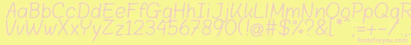 Blokletters Balpen Font – Pink Fonts on Yellow Background