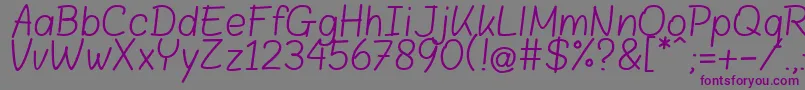 フォントBlokletters Balpen – 紫色のフォント、灰色の背景