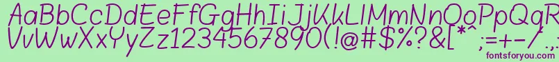 Blokletters Balpen Font – Purple Fonts on Green Background