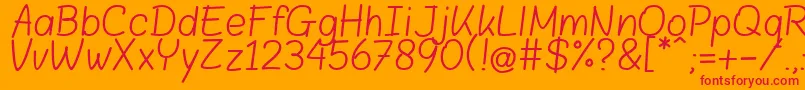 Blokletters Balpen Font – Red Fonts on Orange Background