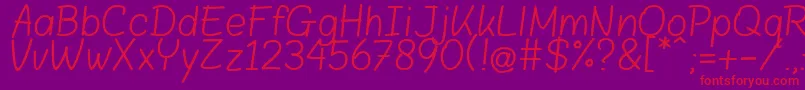 Blokletters Balpen Font – Red Fonts on Purple Background