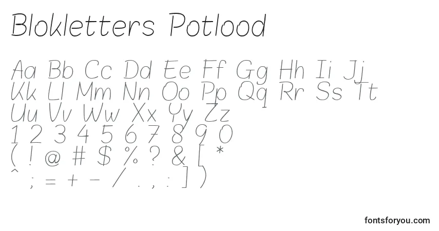 Czcionka Blokletters Potlood – alfabet, cyfry, specjalne znaki