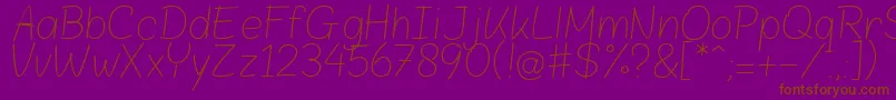 Blokletters Potlood-Schriftart – Braune Schriften auf violettem Hintergrund