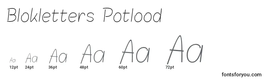 Blokletters Potlood Font Sizes
