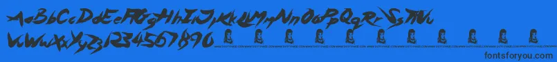 AsylumMansion Font – Black Fonts on Blue Background