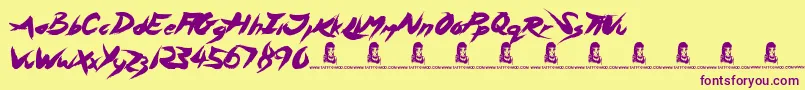 AsylumMansion Font – Purple Fonts on Yellow Background