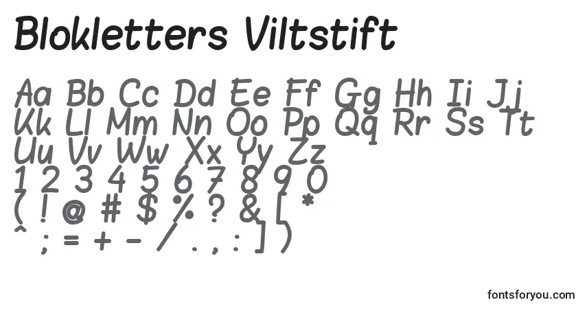 Blokletters Viltstift-fontti – aakkoset, numerot, erikoismerkit