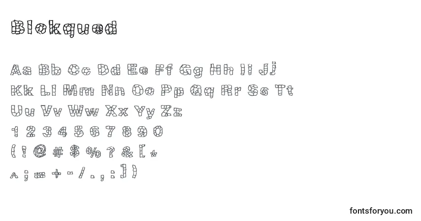 Schriftart Blokqued – Alphabet, Zahlen, spezielle Symbole