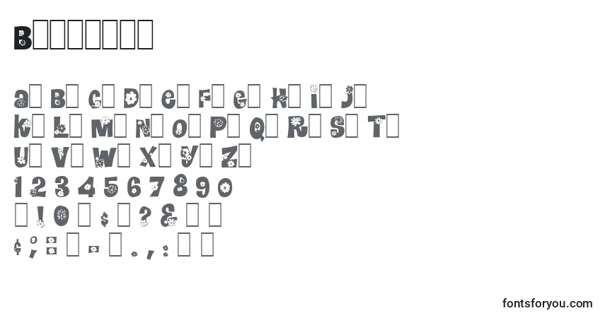 A fonte Blomster (121644) – alfabeto, números, caracteres especiais