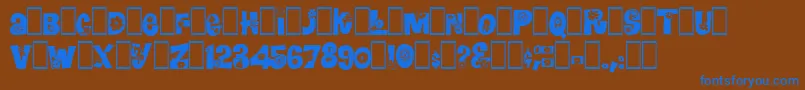 Blomster-fontti – siniset fontit ruskealla taustalla