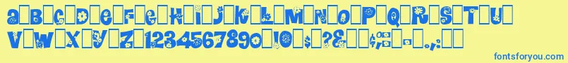 Blomster Font – Blue Fonts on Yellow Background