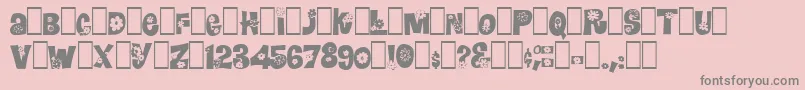 Blomster-fontti – harmaat kirjasimet vaaleanpunaisella taustalla