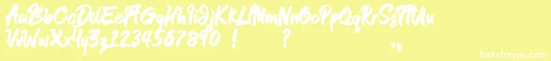 Blondness demo-Schriftart – Weiße Schriften auf gelbem Hintergrund