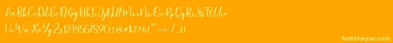 Blondy Script-Schriftart – Gelbe Schriften auf orangefarbenem Hintergrund