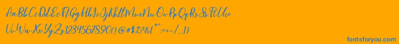 Blondy Slant Font – Blue Fonts on Orange Background