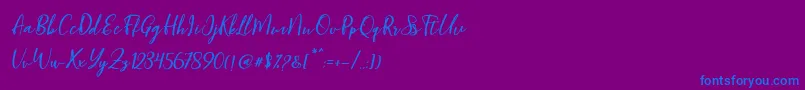 Blondy Slant Font – Blue Fonts on Purple Background