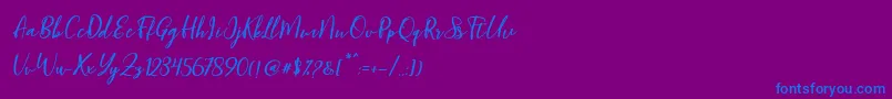 Blondy Slant-Schriftart – Blaue Schriften auf violettem Hintergrund