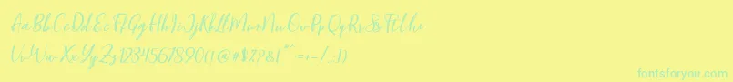 Blondy Slant Font – Green Fonts on Yellow Background