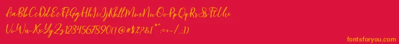 Blondy Slant Font – Orange Fonts on Red Background
