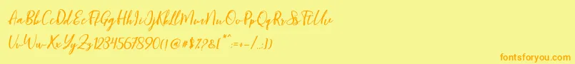Fonte Blondy Slant – fontes laranjas em um fundo amarelo