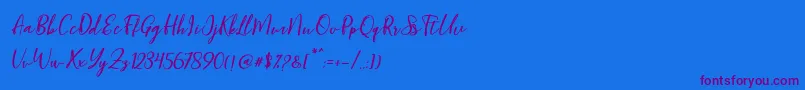 Blondy Slant Font – Purple Fonts on Blue Background