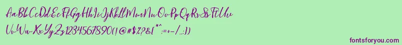 Blondy Slant Font – Purple Fonts on Green Background