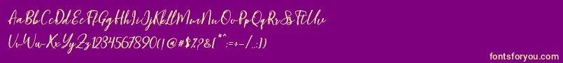 Blondy Slant-Schriftart – Gelbe Schriften auf violettem Hintergrund