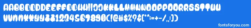 Blood Bold Drip-Schriftart – Weiße Schriften auf blauem Hintergrund
