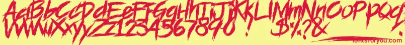 BLOODSEEKER   DEMO-Schriftart – Rote Schriften auf gelbem Hintergrund