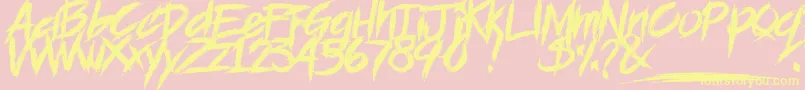 Czcionka BLOODSEEKER   DEMO – żółte czcionki na różowym tle