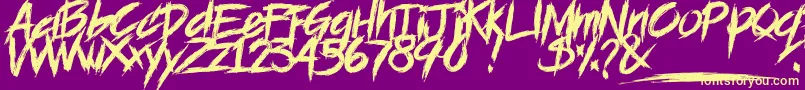 Шрифт BLOODSEEKER   DEMO – жёлтые шрифты на фиолетовом фоне