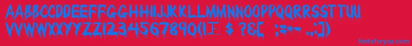 BLOODY Font – Blue Fonts on Red Background