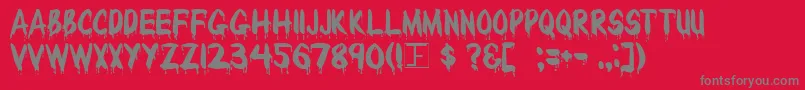 BLOODY-fontti – harmaat kirjasimet punaisella taustalla