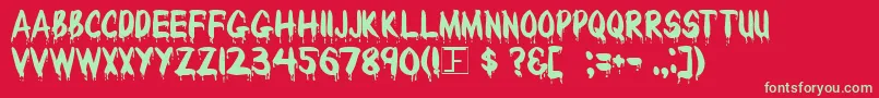 BLOODY-Schriftart – Grüne Schriften auf rotem Hintergrund